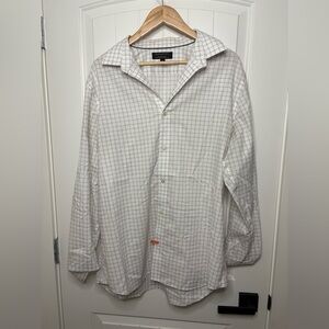 Banana Republic White Checkered Casual Button Down Shirt